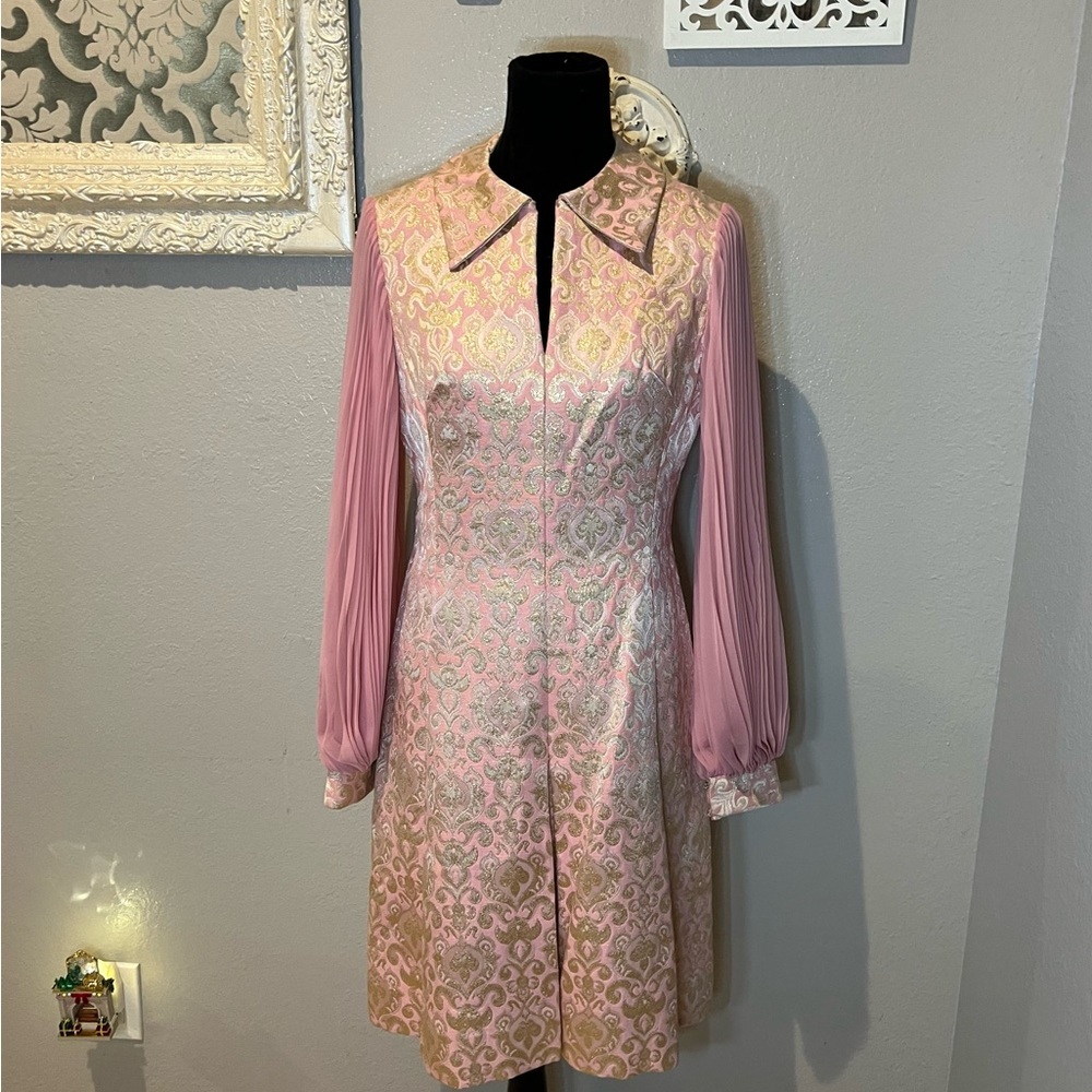 Vintage 1960’s Pink and Gold Dress And Vest